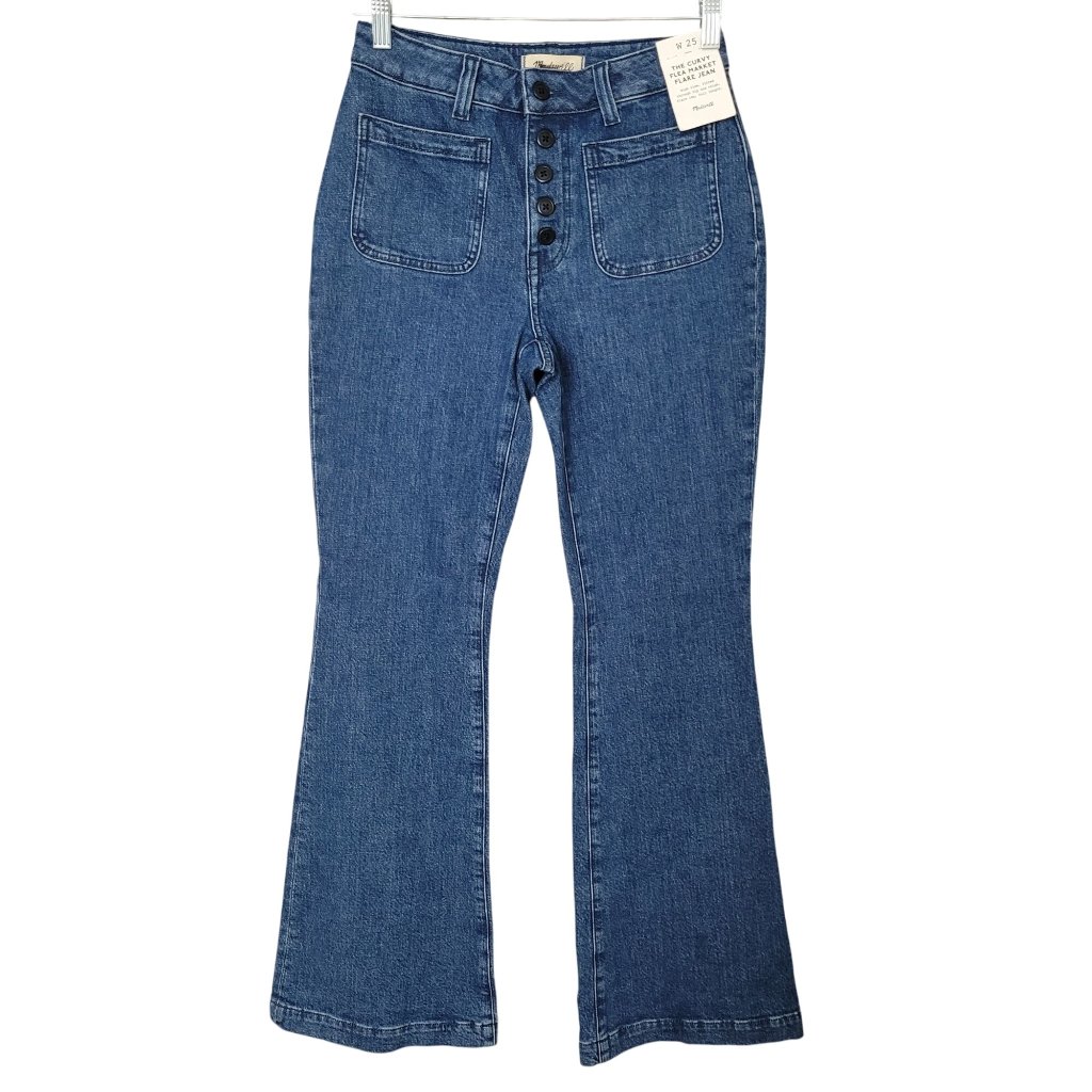 Madewell Curvy Flea Market Flare Jeans Womens Sz 25 Enola Wash 70s Inspired Nwt
